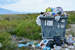 Abandoned waste site on beach